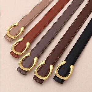 Elegant Men's Leather Belts with Gold Buckle